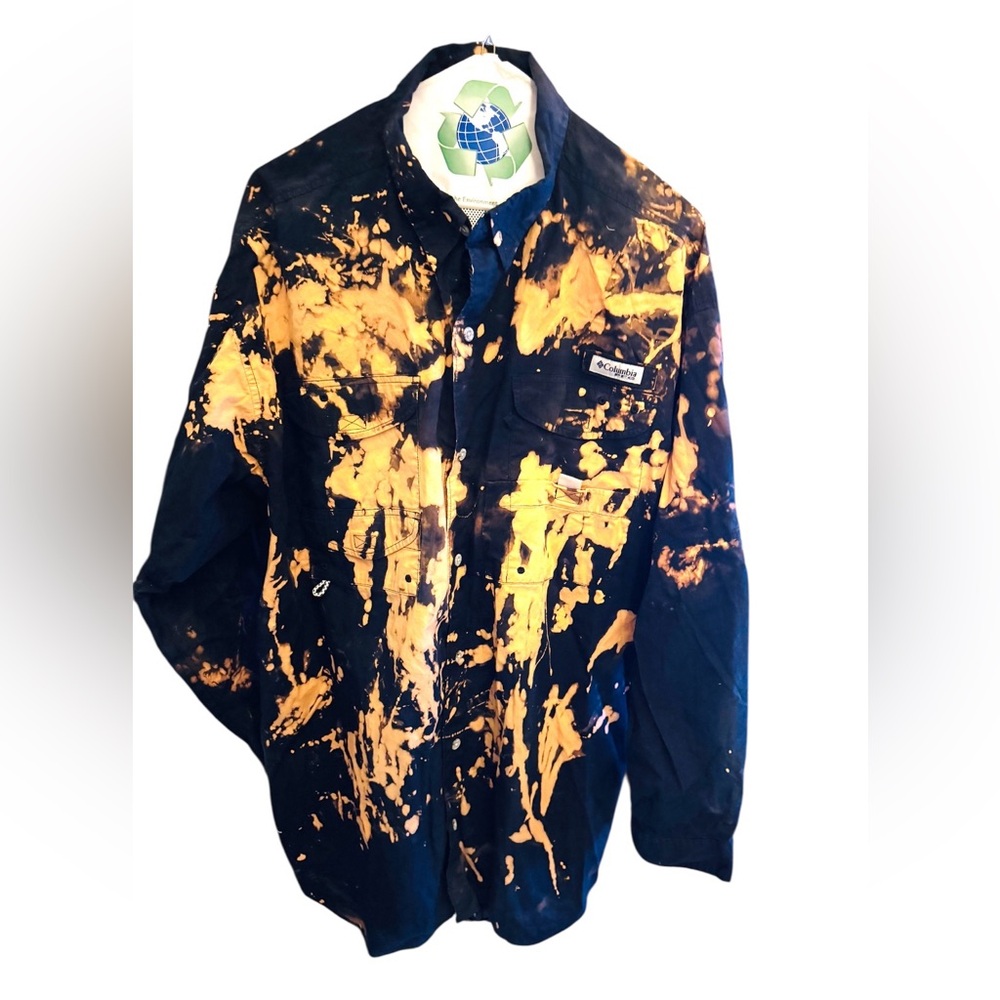 Columbia Sportswear Company PFG Black and Orange Splatter Shirt - Picture 2 of 15